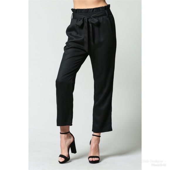 ❤️ FATE Brand Paper Bag Waist Tie Flare Pants! - Picture 2 of 8